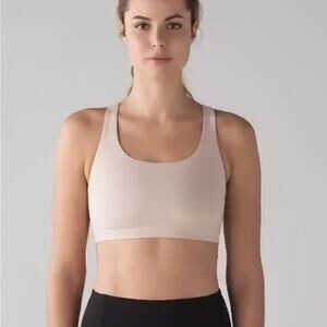 Lululemon Energy Bra Size Small Nude Beige Medium Support Strappy Back